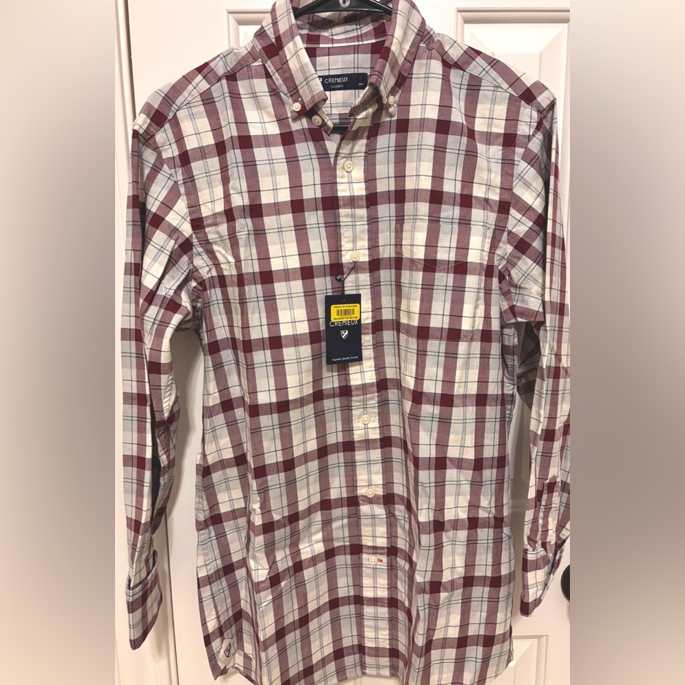 NWT Mens Cremieux Plaid Shirt Button Front Long Sleeve Small